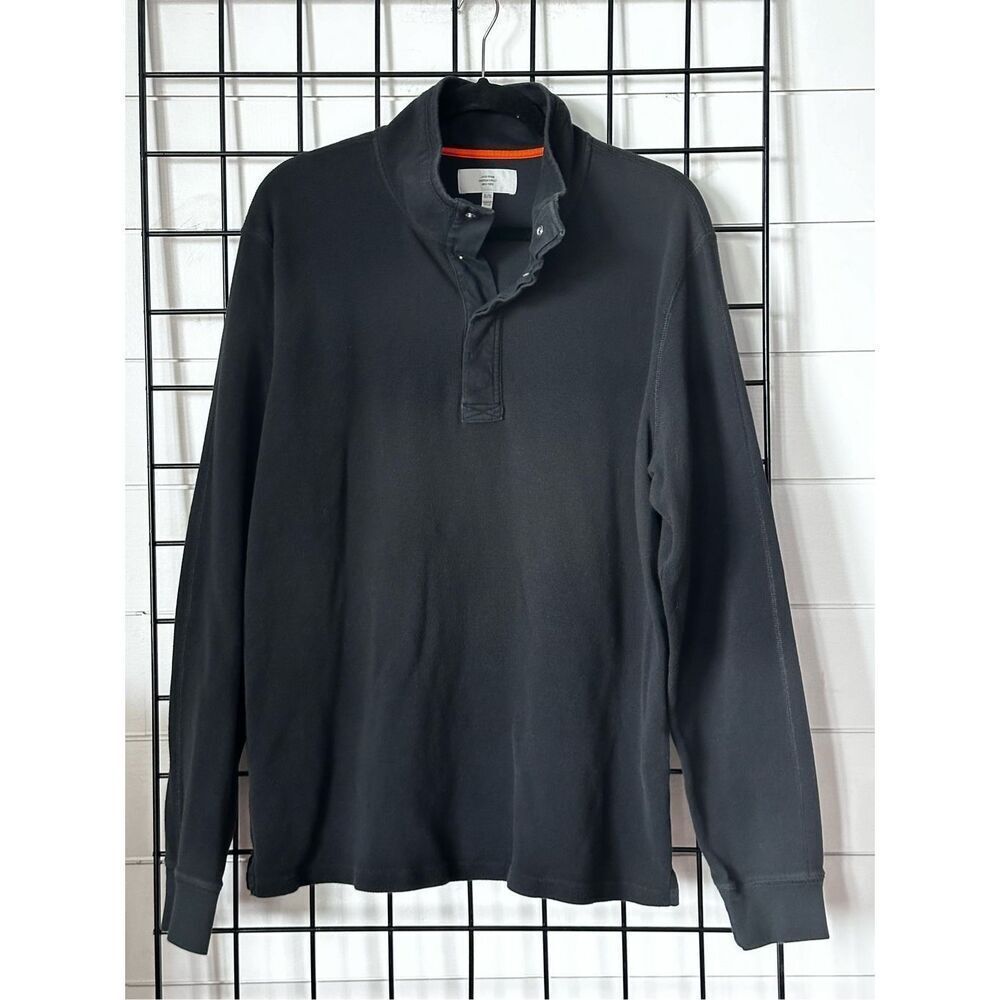 Jack Spade Pullover Half-Button Sweater Sweatshirt Mens XL‎ Black Cottagecore